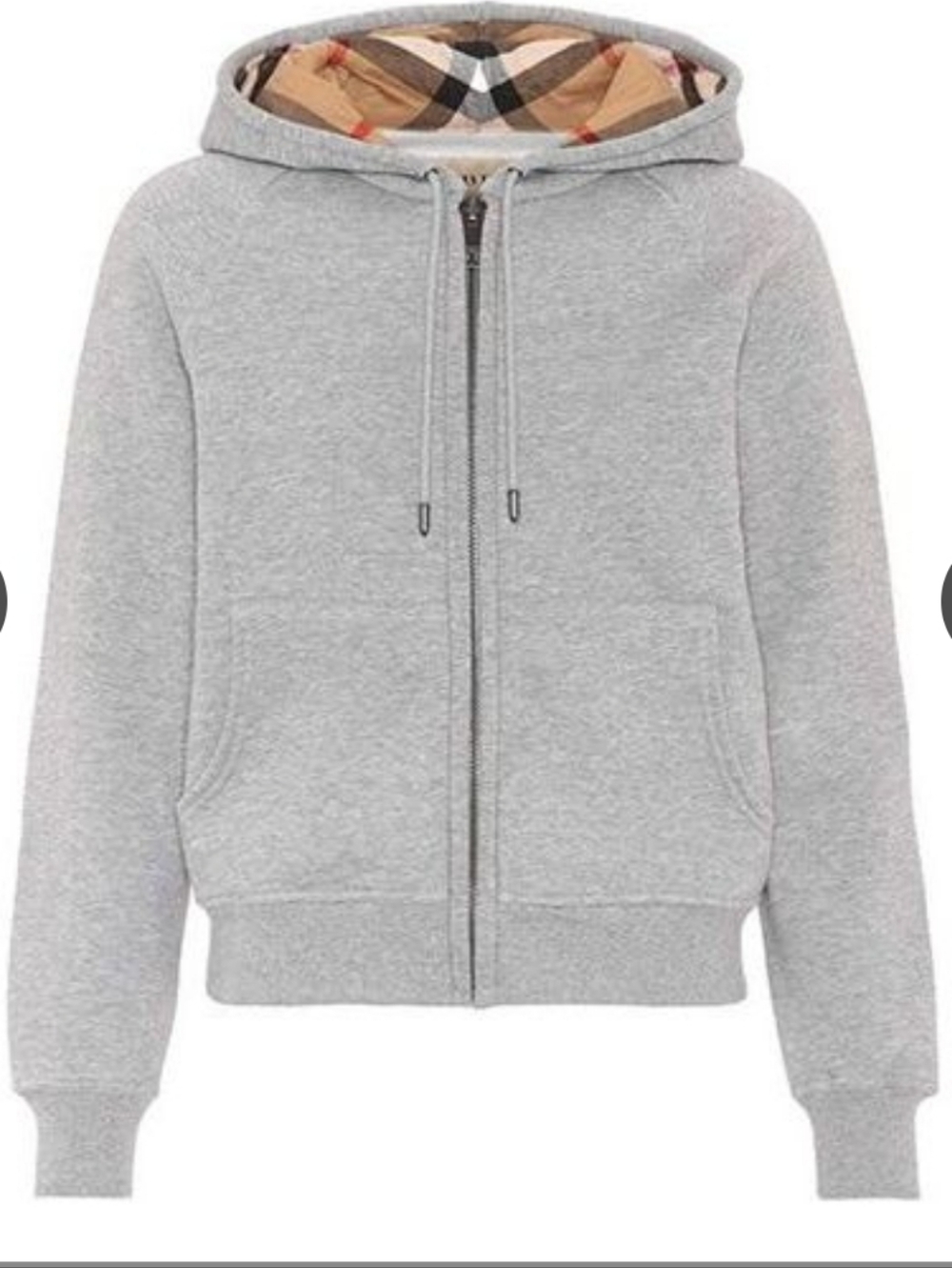 Men's Burberry Gray Nova Check Slim Fit Zip Up Classic Hoodie - Large Greation